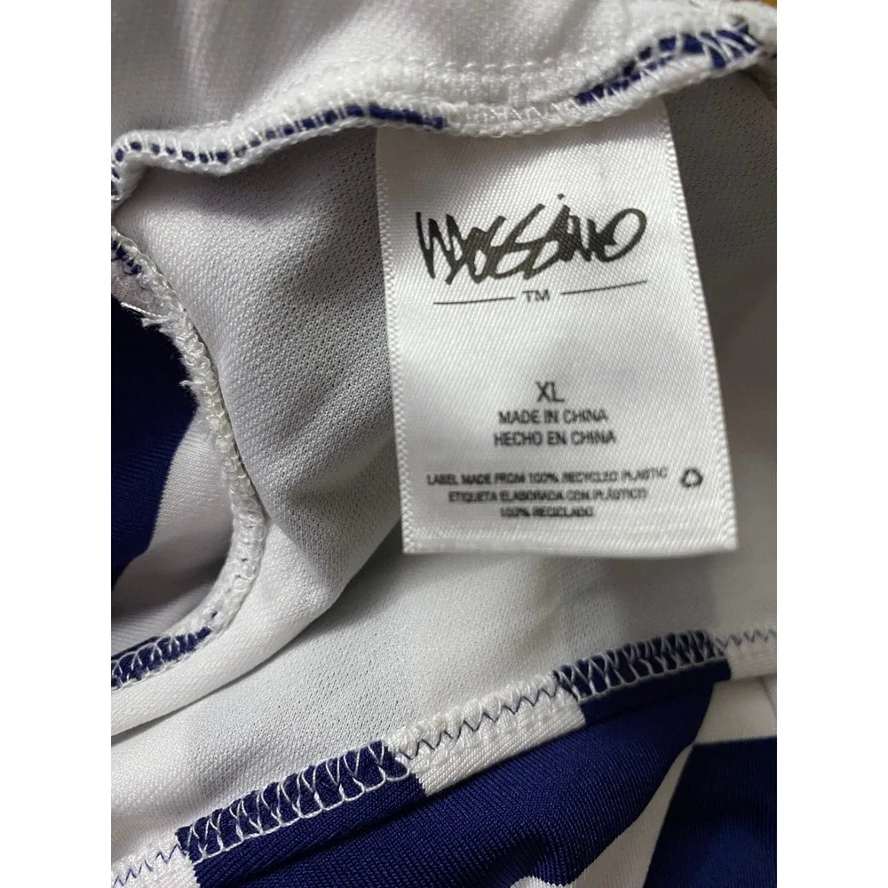 Mossimo Women Blue White Striped Lace Up One Piece Swimsuit Cutout Back